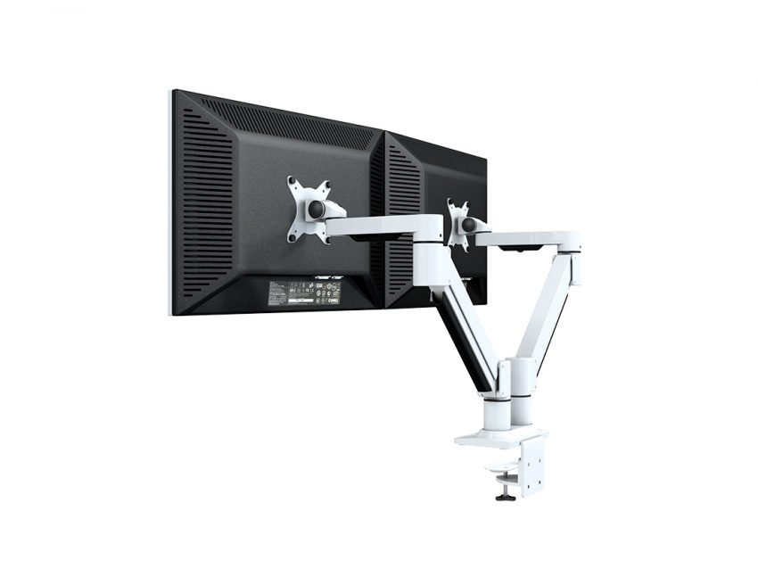 Kenson Monitor Arm Twin med gasslift, HVIT - Bilde 2