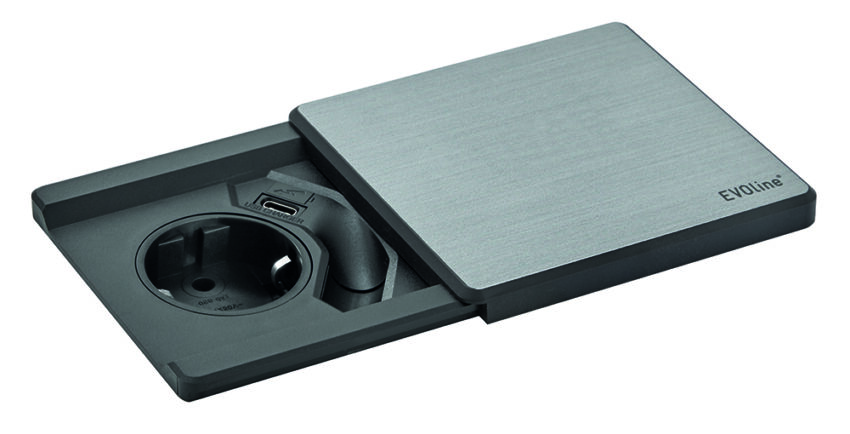 Kenson Square80 sølv - 1x stikk 1x USB-C lader