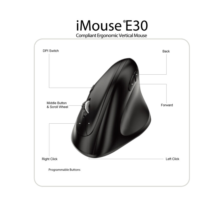 KENSON iMouse E30 programmable vertical mouse right, wireless - Bilde 5